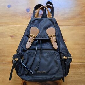 Burberry Backpack/Rucksack Black Nylon w/ Leather Authentic